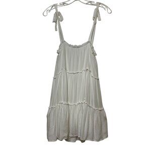 L.A. Hearts White Tiered Mini Dress Tie Straps & Ruffles Size Small Boho Hippie
